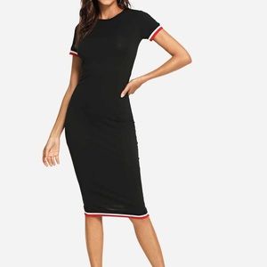Shein Black Striped Trim Tee Dress